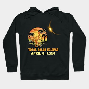 A Funny Dinosaur wearing sunglasses at solar eclipse day Hoodie